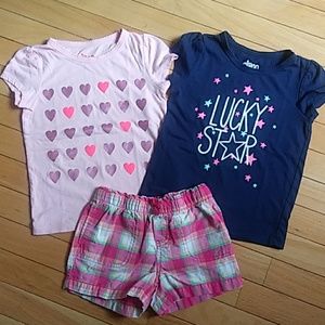 Two T-shirts and Plaid Shorts